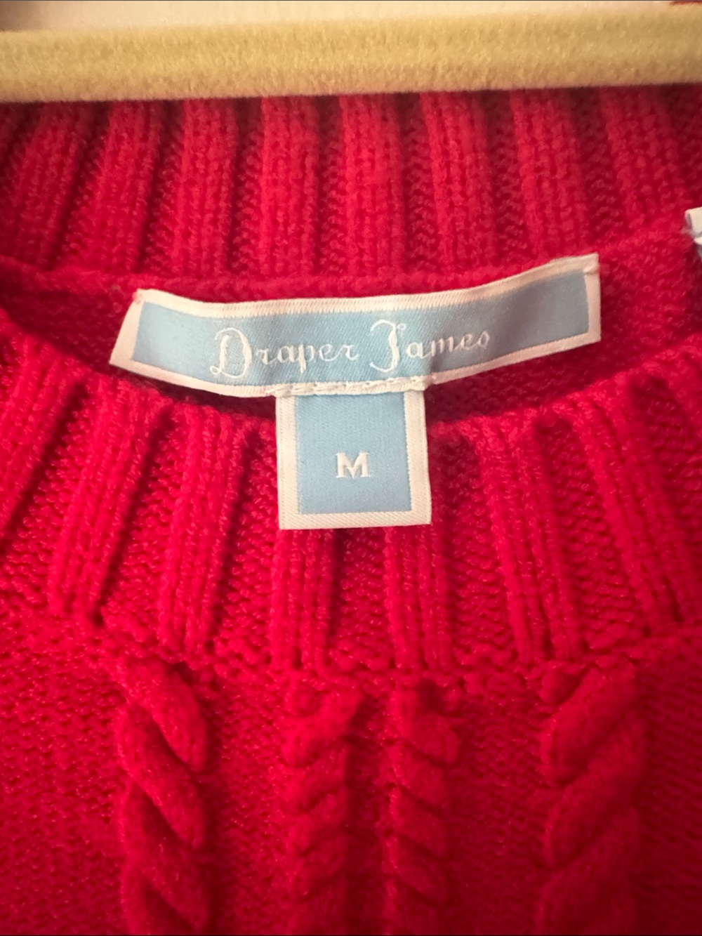 Draper James Red Cable-Knit Sweater with Black-Trim Ruffle - Picture 2 of 4